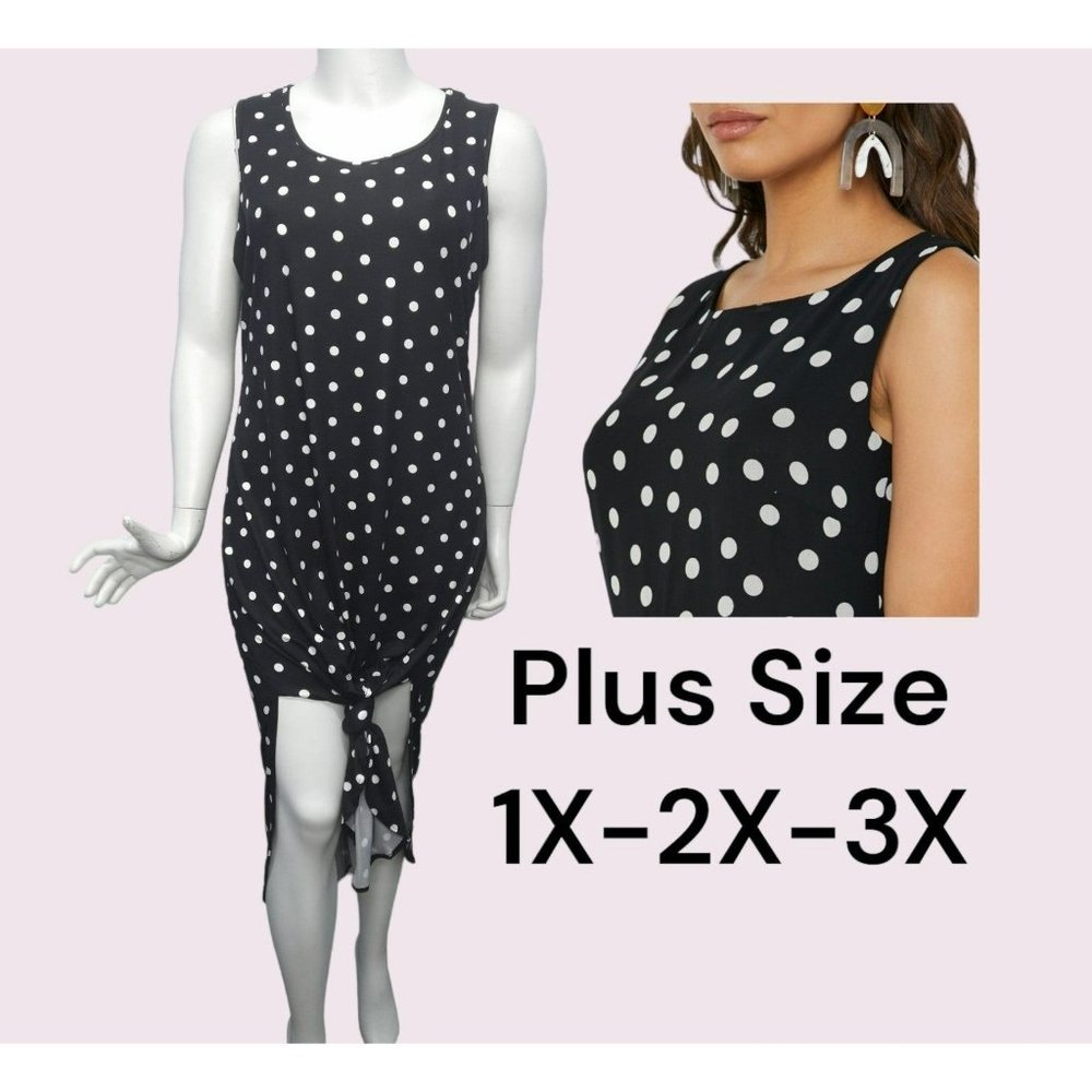 Plus size Polka dotted Maxi Dress Beach Summer Vacay cover-up front tie
